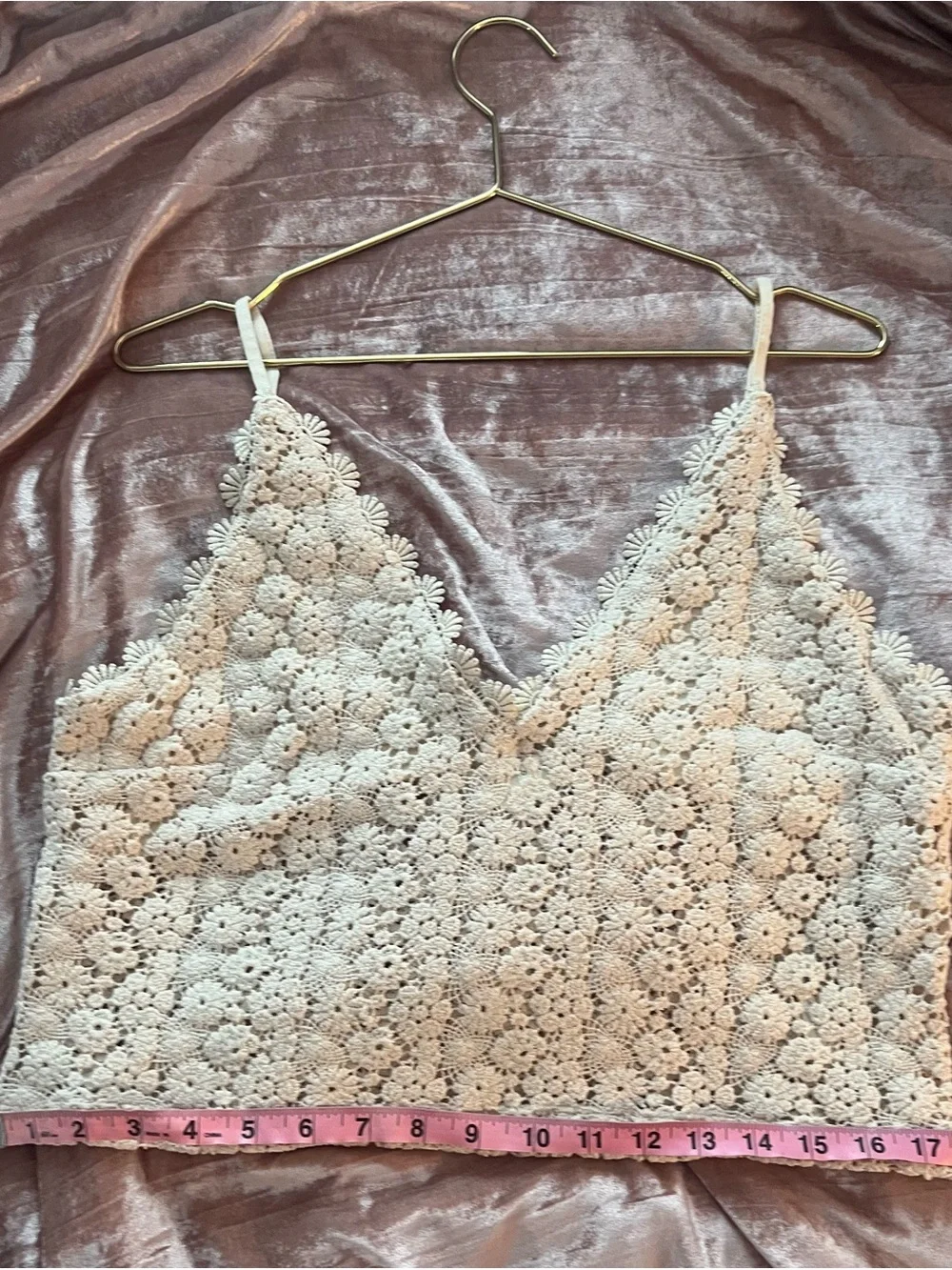 H&M Cream Floral Crochet V-Neck Camisole